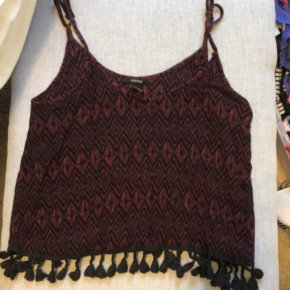 Forever 21 fringe bottom crop tank top